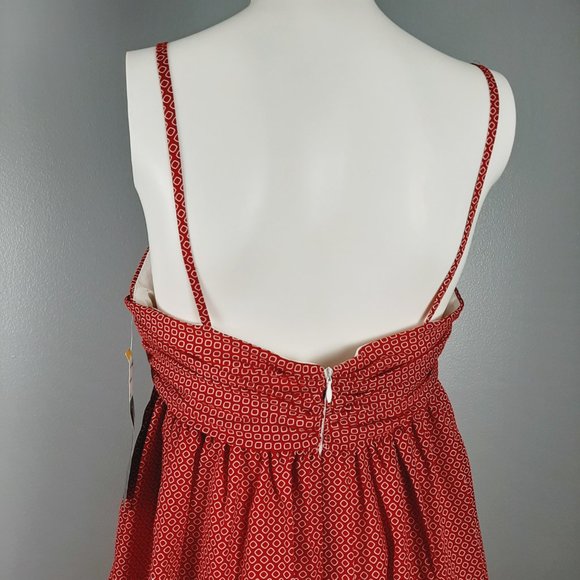 Karin Stevens Womens Bubble Dress Size 8 Red Geometric Print Sweetheart Neckline - Picture 6 of 10